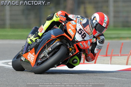 2009-09-26 Imola 1614 Variante alta - Superbike - Qualifyng Practice - Marco Simoncelli - Aprilia RSV4 Factory